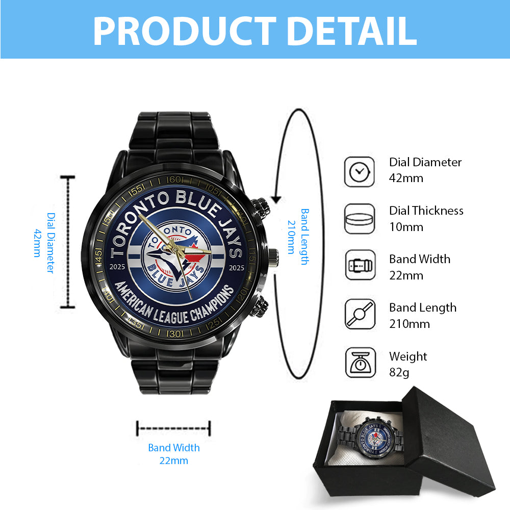 Toronto Blue Jays Black Stainless Steel Watch - TMTHU1939