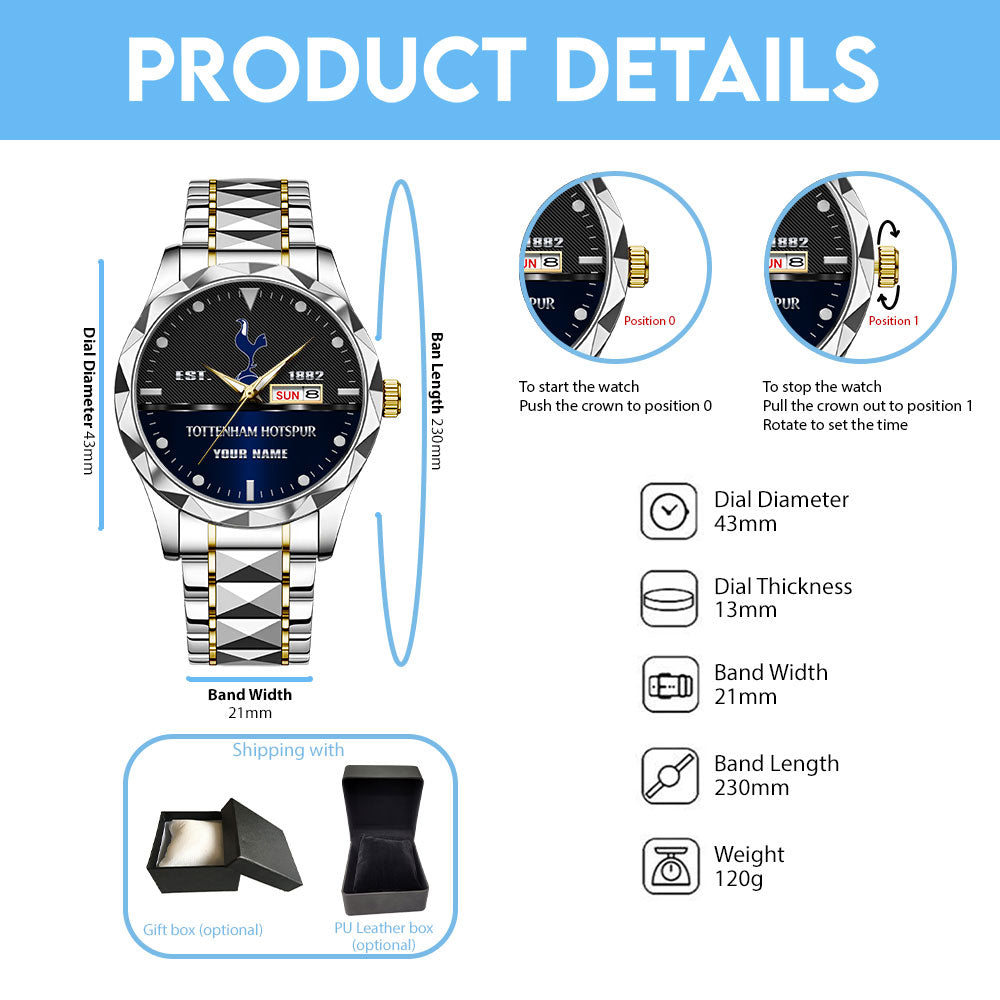 Personalized Tottenham Hotspur FC Alloy Luxury Quartz Watch - TANTN15466