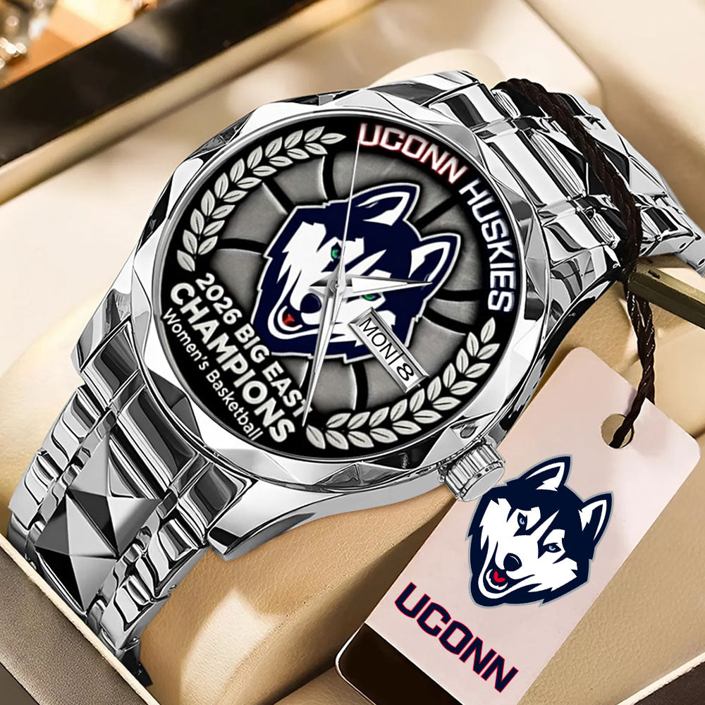 UConn Huskies Women’s Basketball 2026 Big East Champions Alloy Luxury Quartz Watch - GNE5398