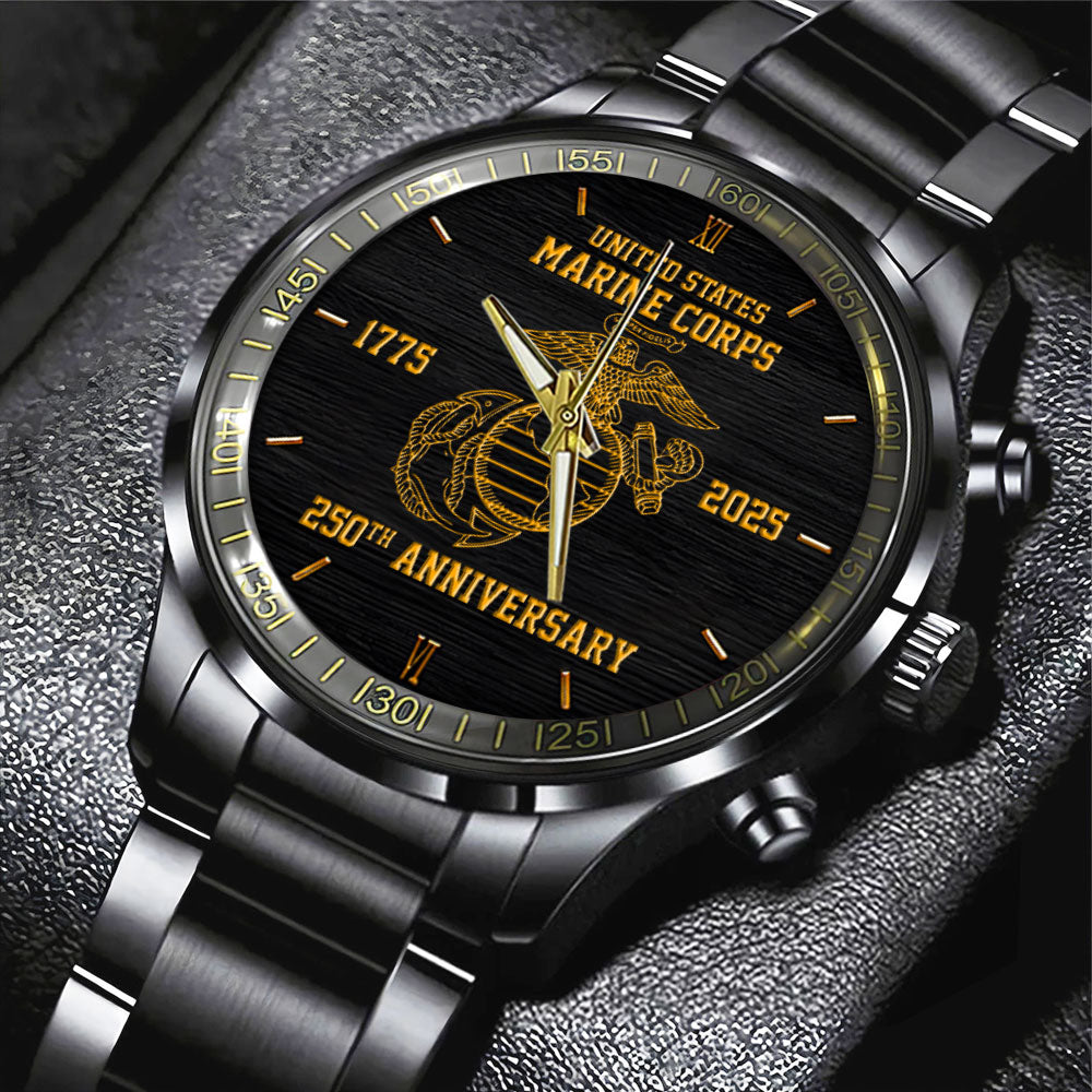 US Marine Corps Black Stainless Steel Watch - HOATT 11975