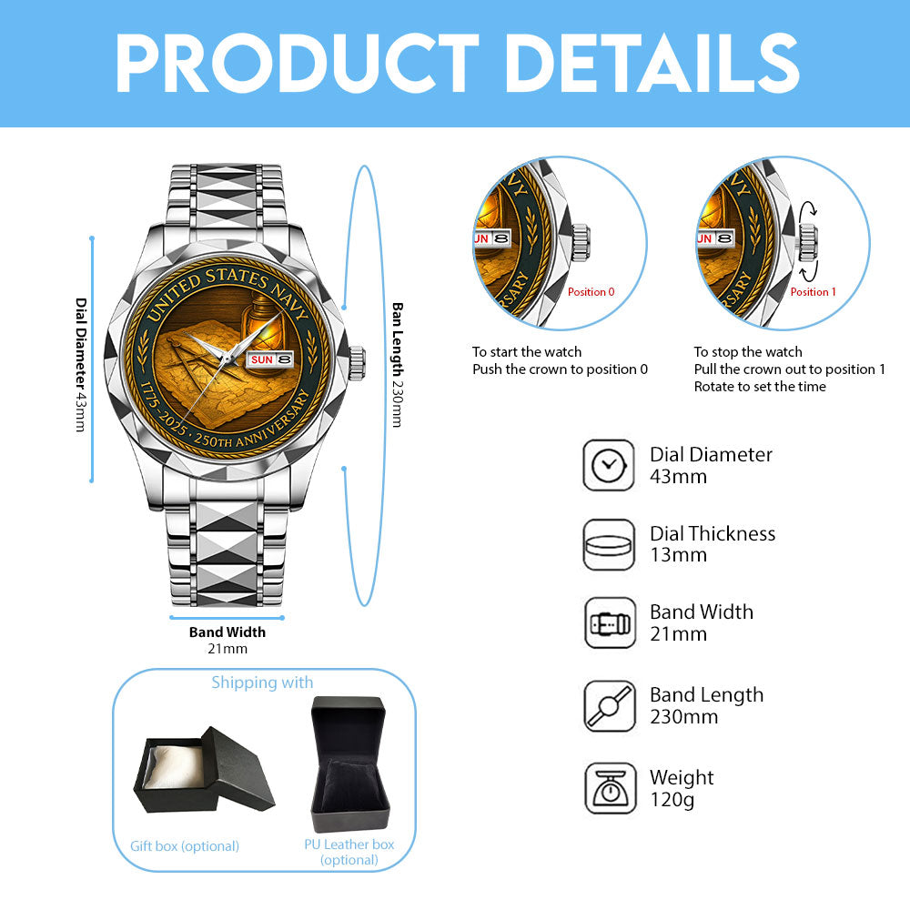 US Navy 250th Anniversary Alloy Luxury Quartz Watch - MAITM13277