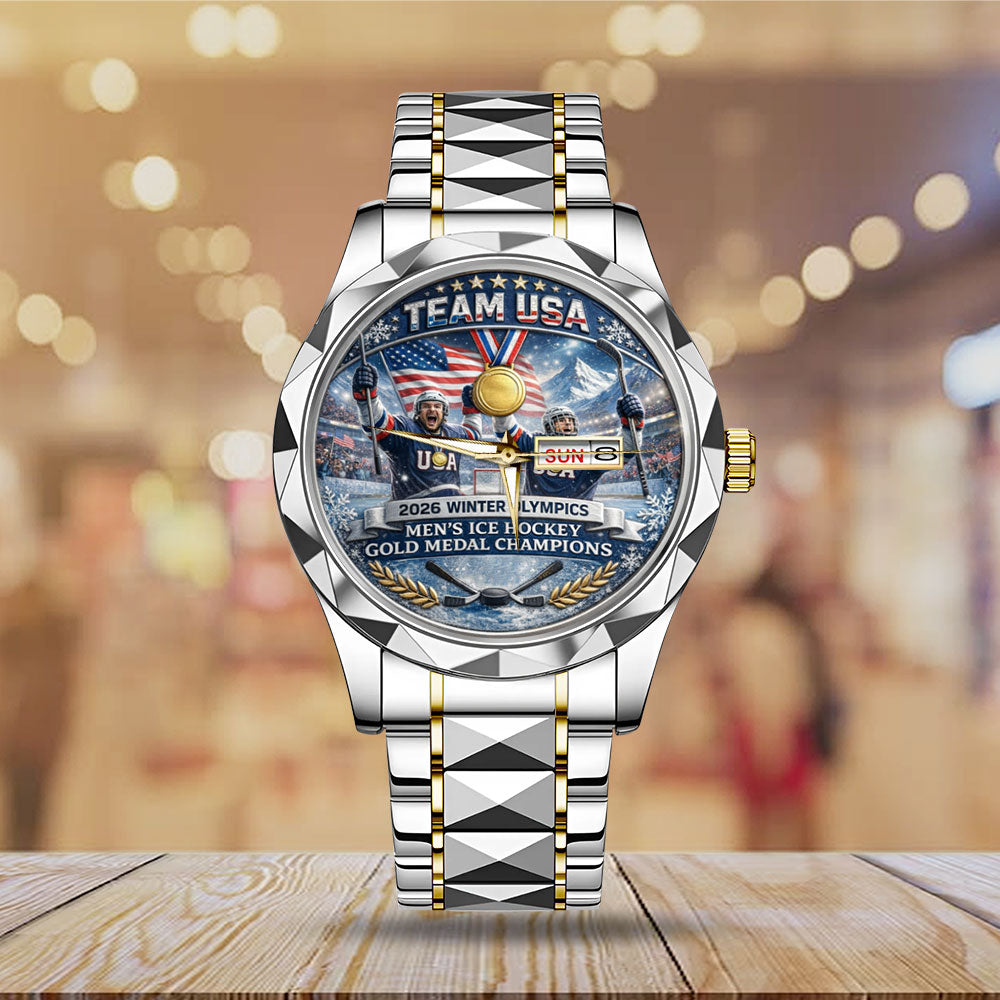 USA Men’s Hockey 2026 Winter Olympics Gold Medal Alloy Luxury Quartz Watch - MAITM14917