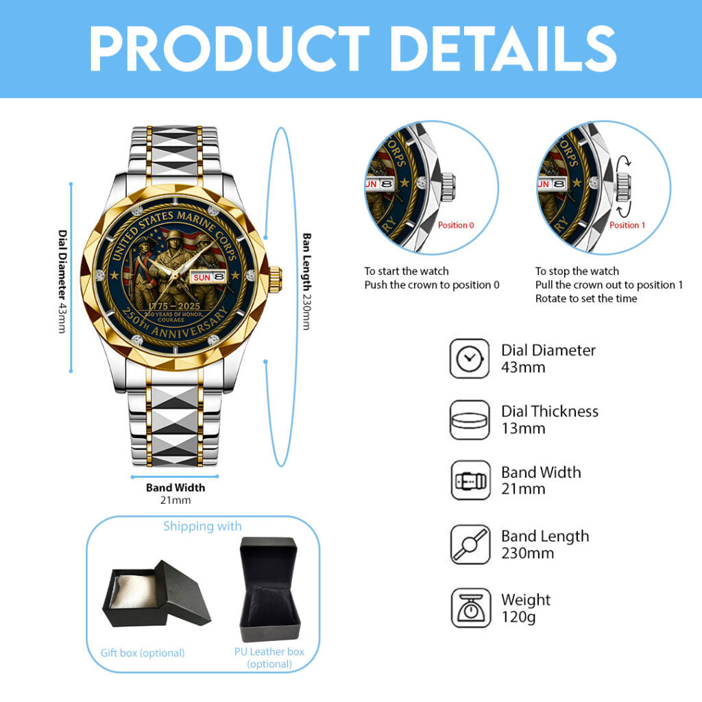 US Marine Corps Alloy Luxury Quartz Watch - TMTHU314
