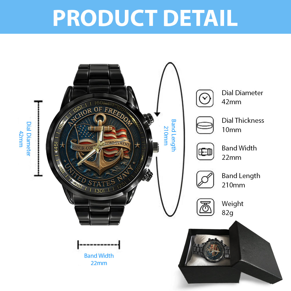 US Navy Black Stainless Steel Watch – TMTHU1726