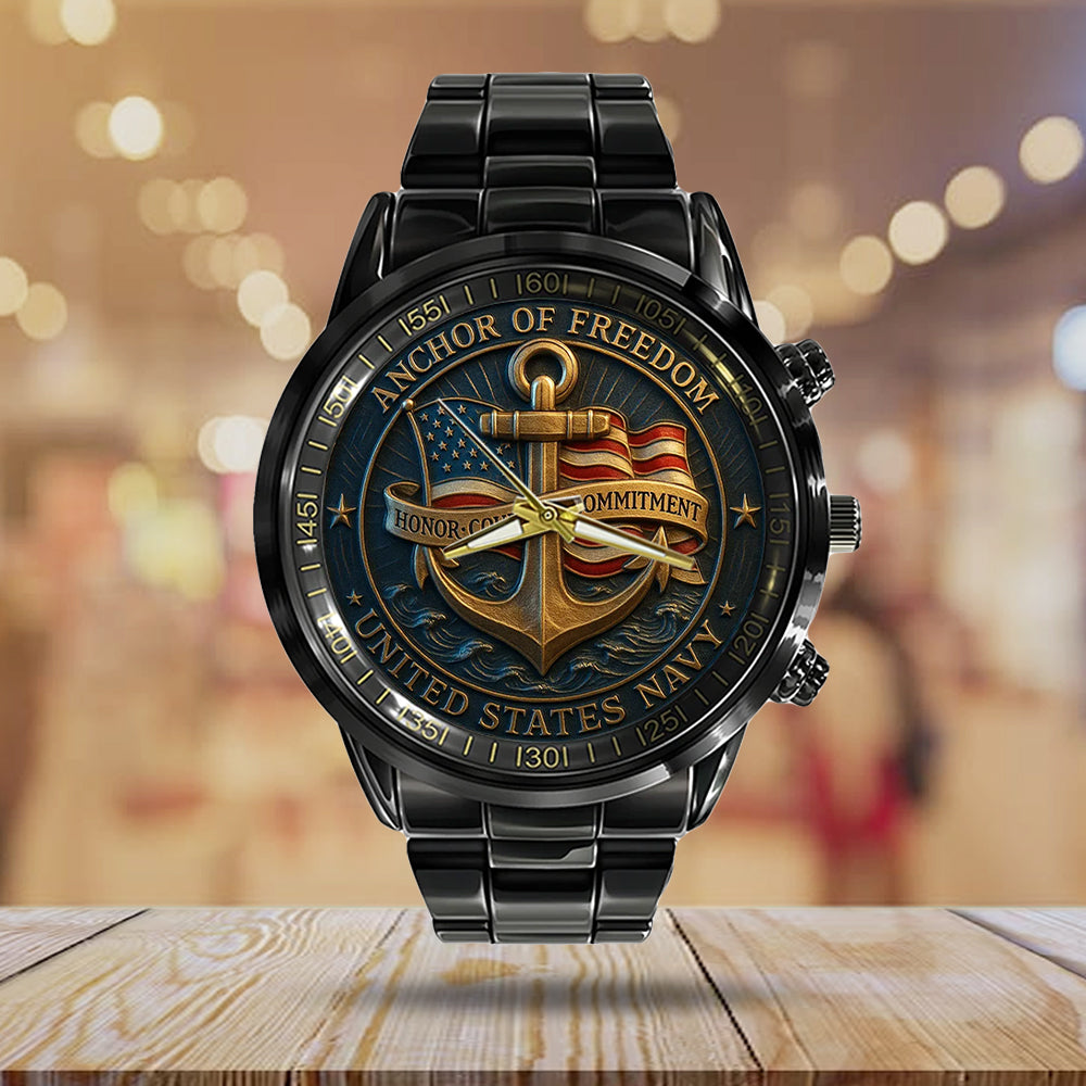 US Navy Black Stainless Steel Watch – TMTHU1726
