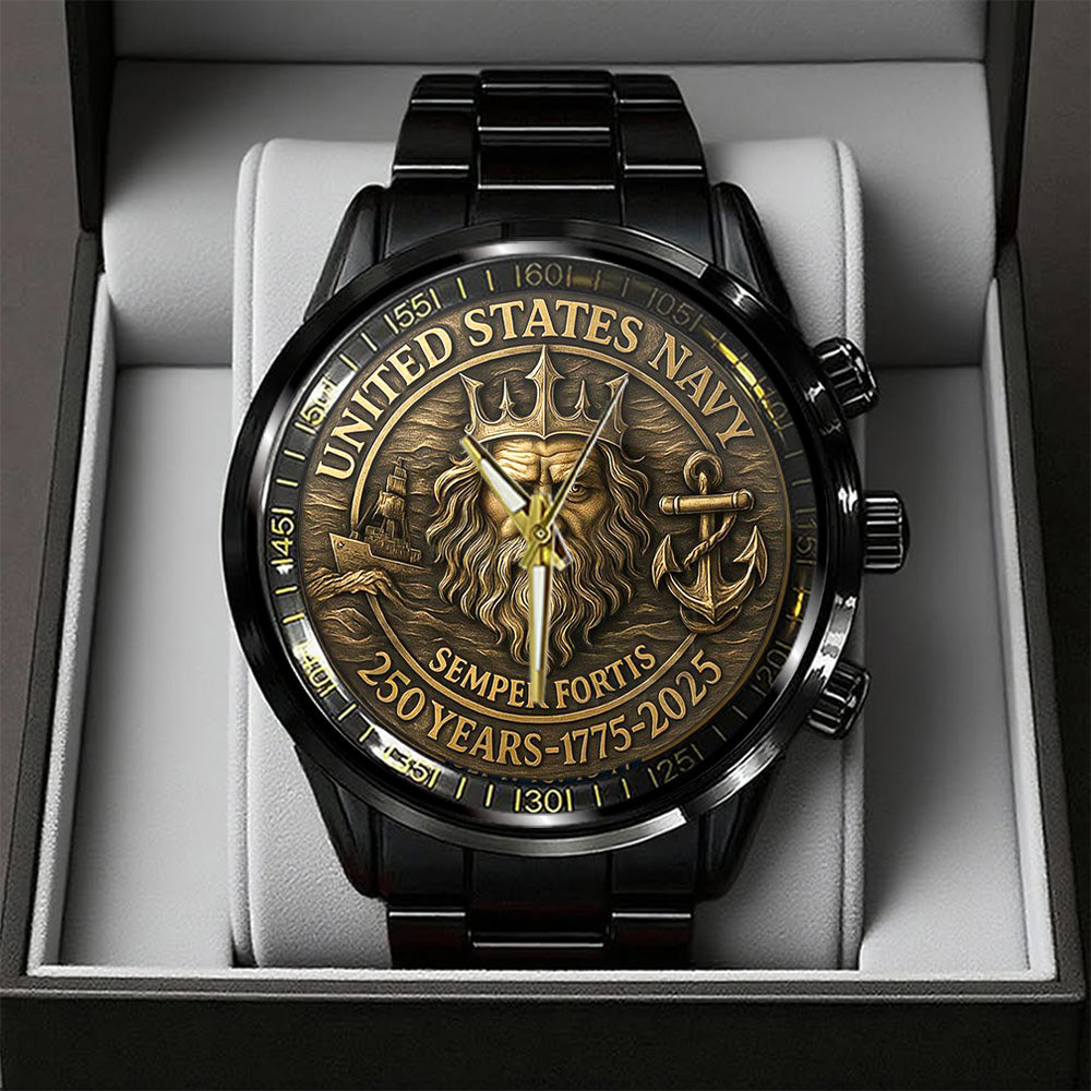 US Navy Black Stainless Steel Watch - TANTN16260