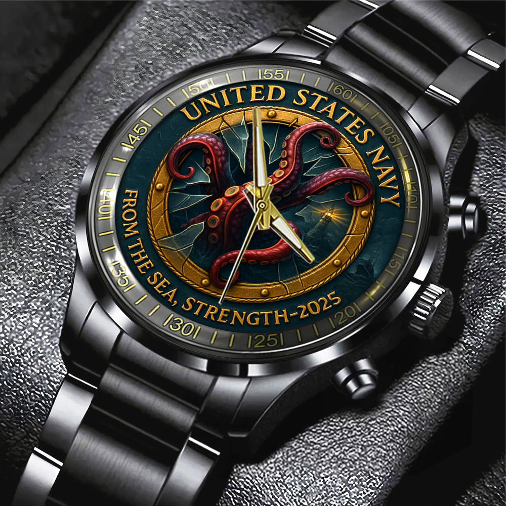US Navy 250th Anniversary Black Stainless Steel Watch – TANTN17365