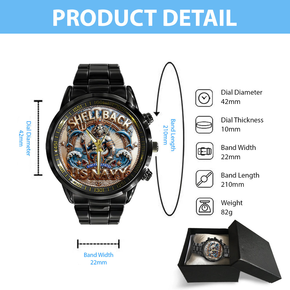 US Navy 250th Anniversary Black Stainless Steel Watch – TANTN18919