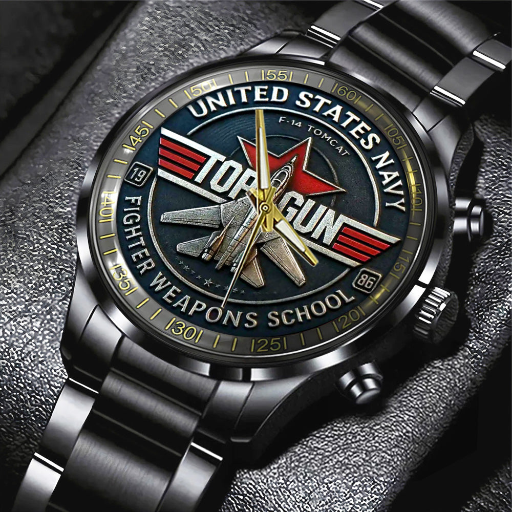 US Navy x Top Gun Black Stainless Steel Watch – TANTN19398