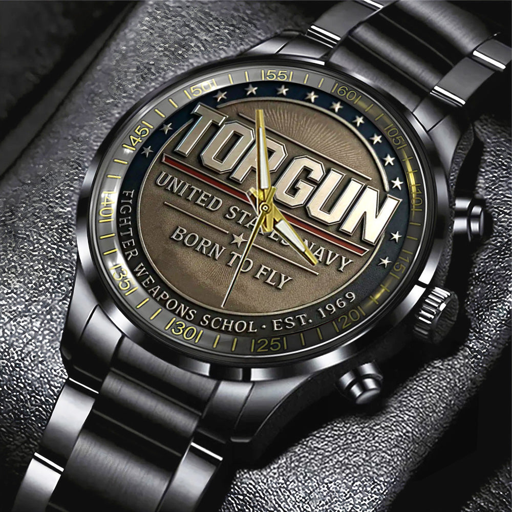US Navy x Top Gun Black Stainless Steel Watch – TANTN19400