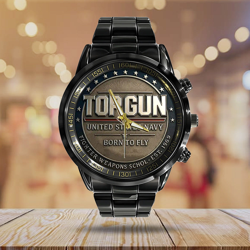 US Navy x Top Gun Black Stainless Steel Watch – TANTN19400