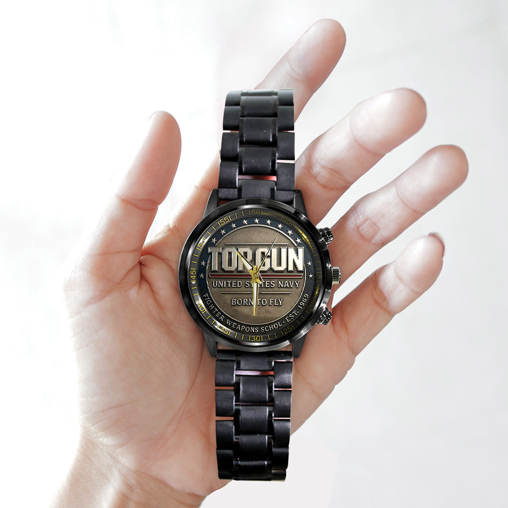 US Navy x Top Gun Black Stainless Steel Watch – TANTN19400
