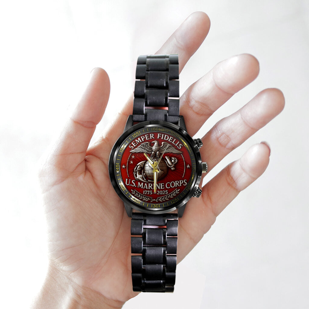 US Marine Corps Black Stainless Steel Watch - TANTN15905