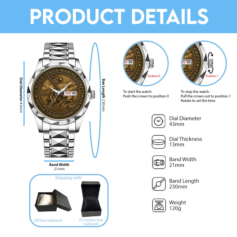 US Marine Corps Alloy Luxury Quartz Watch - TANTN 14284