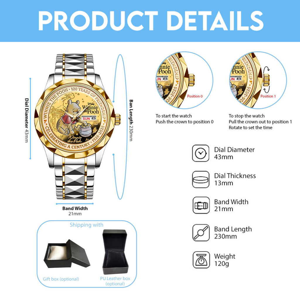 Winnie-the-Pooh 100th Anniversary Alloy Luxury Quartz Watch - HOATT15701