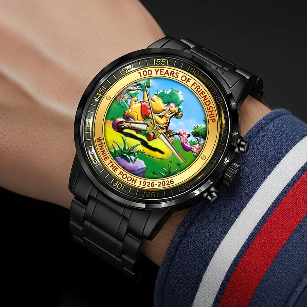 Winnie-the-Pooh 100th Anniversary Black Stainless Steel Watch - HOATT15635