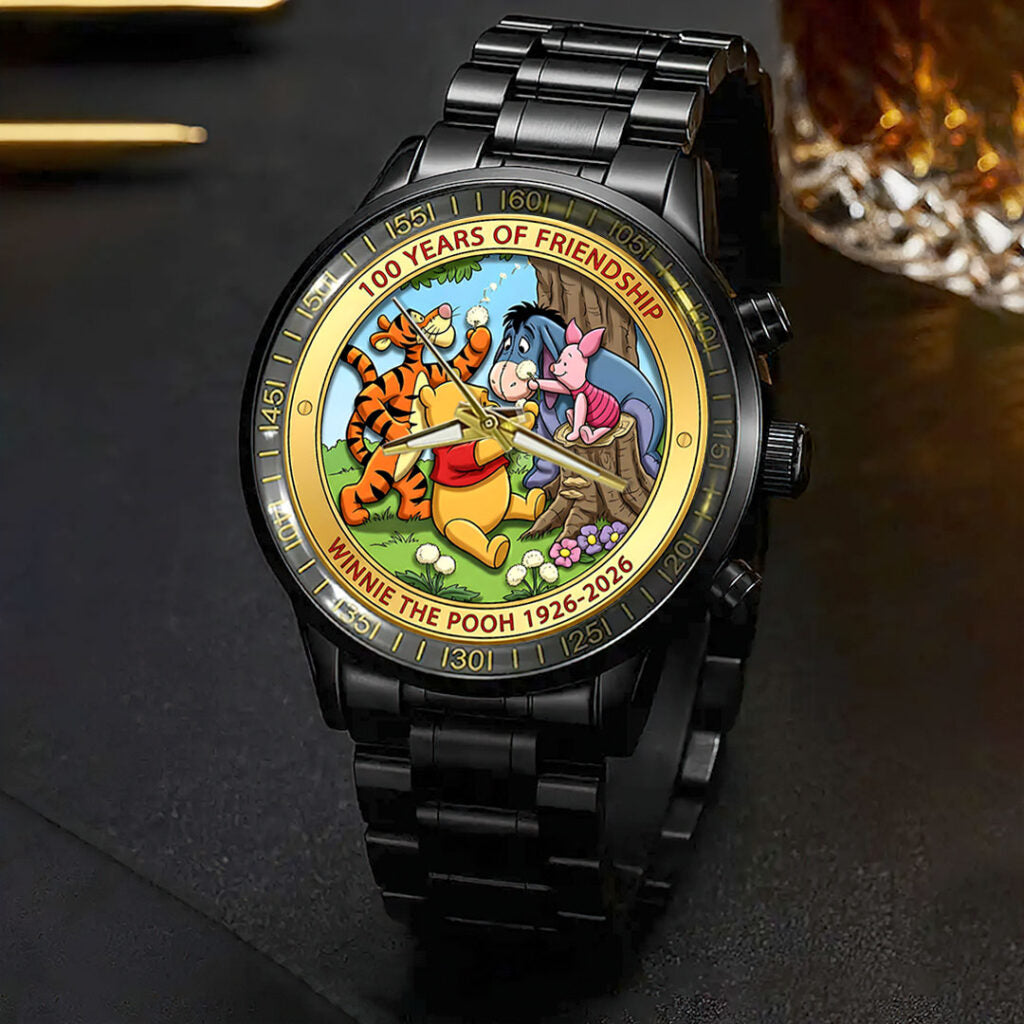 Winnie-the-Pooh 100th Anniversary Black Stainless Steel Watch - HOATT15636