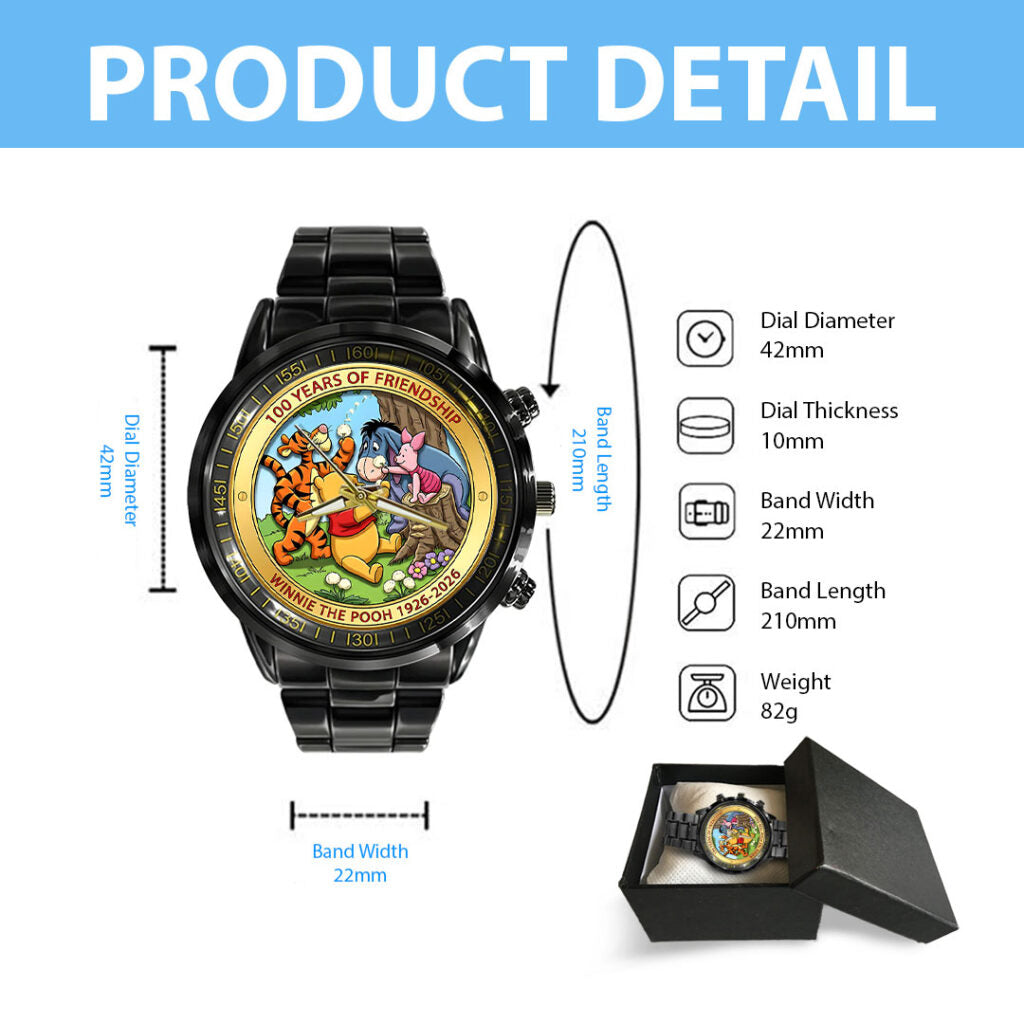 Winnie-the-Pooh 100th Anniversary Black Stainless Steel Watch - HOATT15636