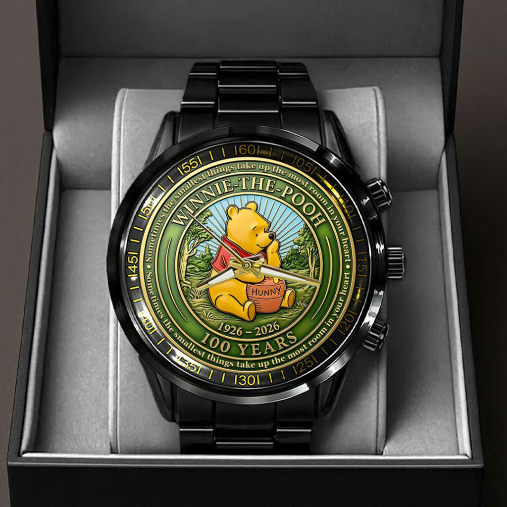 Winnie-the-Pooh 100th Anniversary Black Stainless Steel Watch - HOATT15695