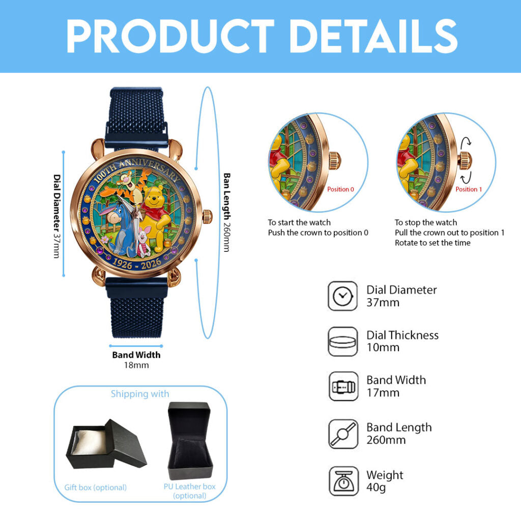 Winnie-the-Pooh 100th Anniversary Mesh Strap Quartz Watch - TMTHU4516