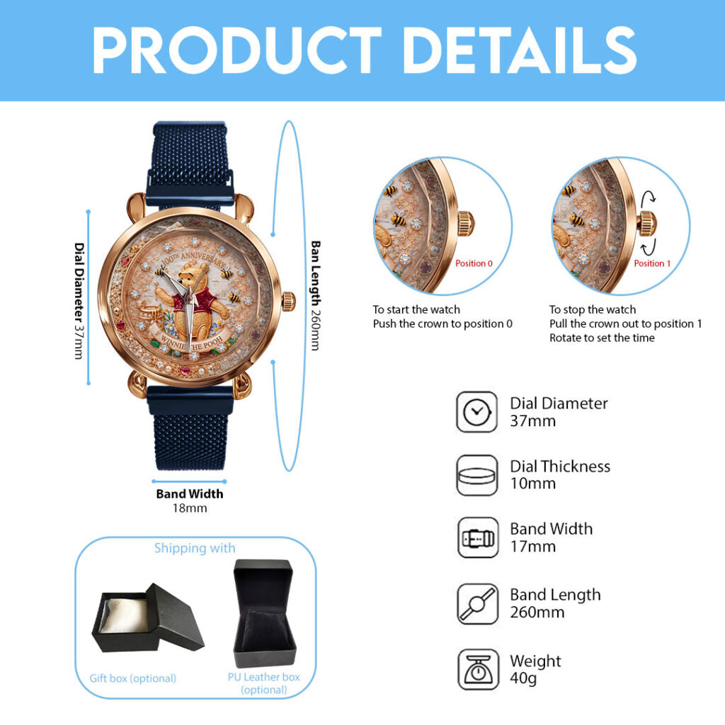 Winnie-the-Pooh 100th Anniversary Mesh Strap Quartz Watch - TMTHU8055