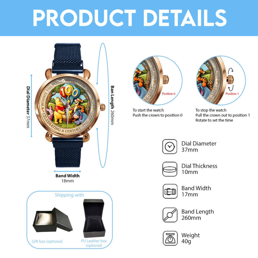 Winnie-the-Pooh 100th Anniversary Mesh Strap Quartz Watch - HOATT16674