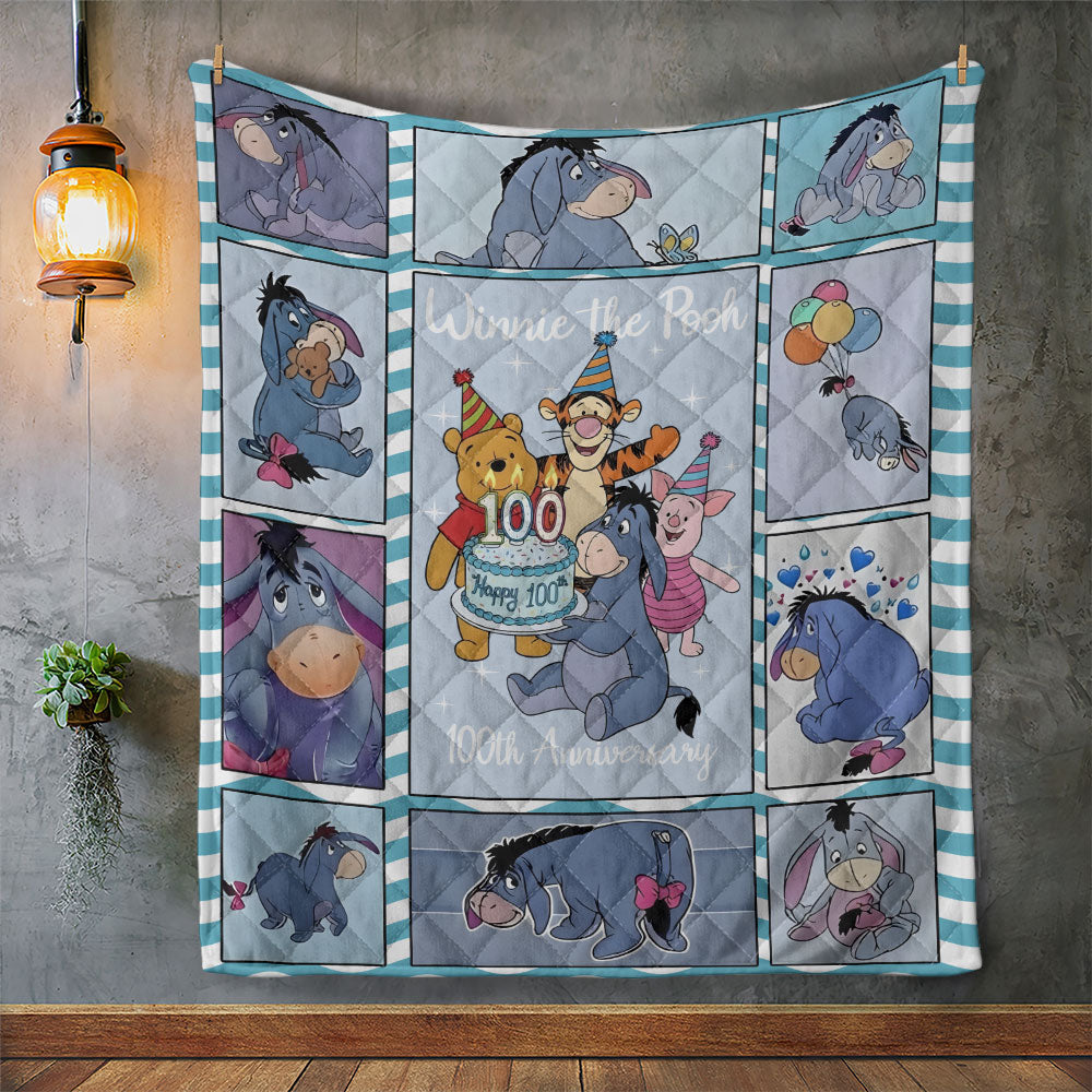Winnie-the-Pooh x Eeyore 100th Anniversary Quilt Blanket - TMTHU4352