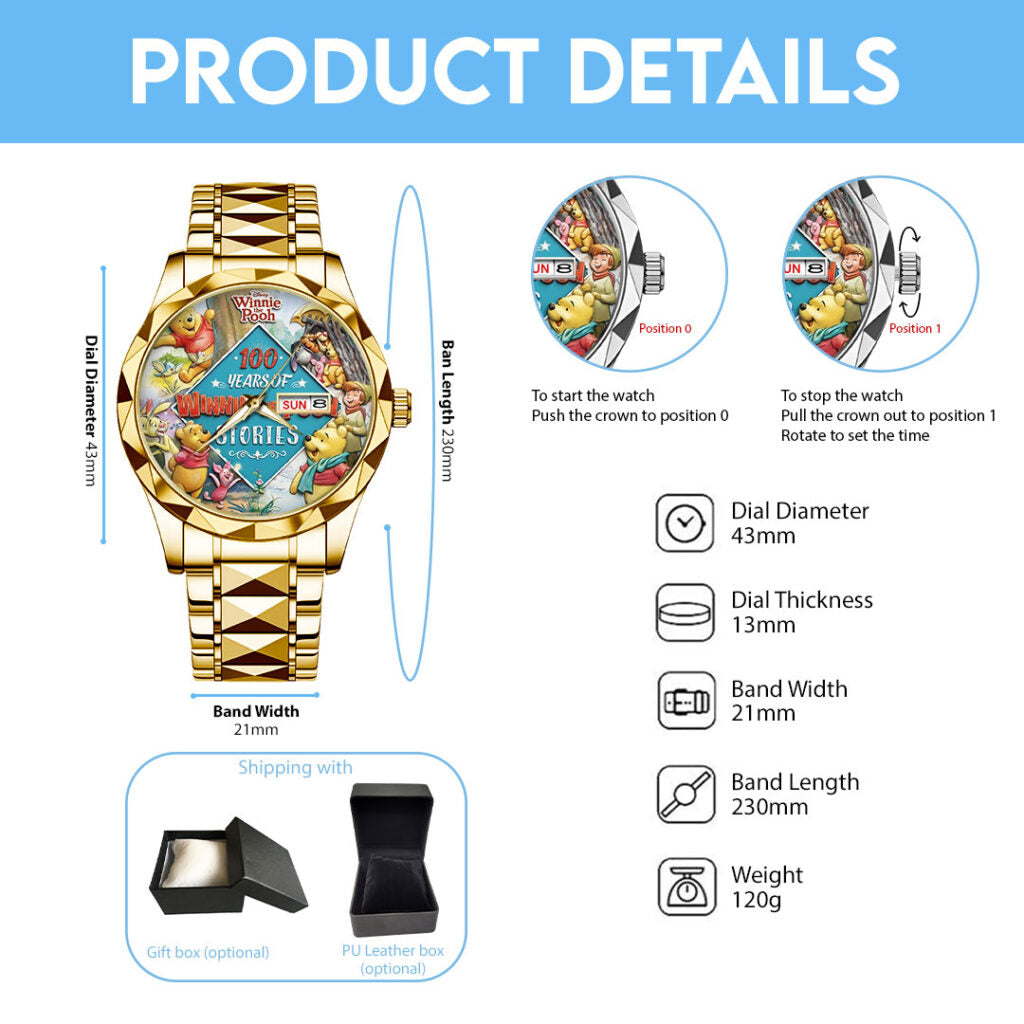 Winnie-the-Pooh 100th Anniversary Alloy Luxury Quartz Watch - TMTHU3403