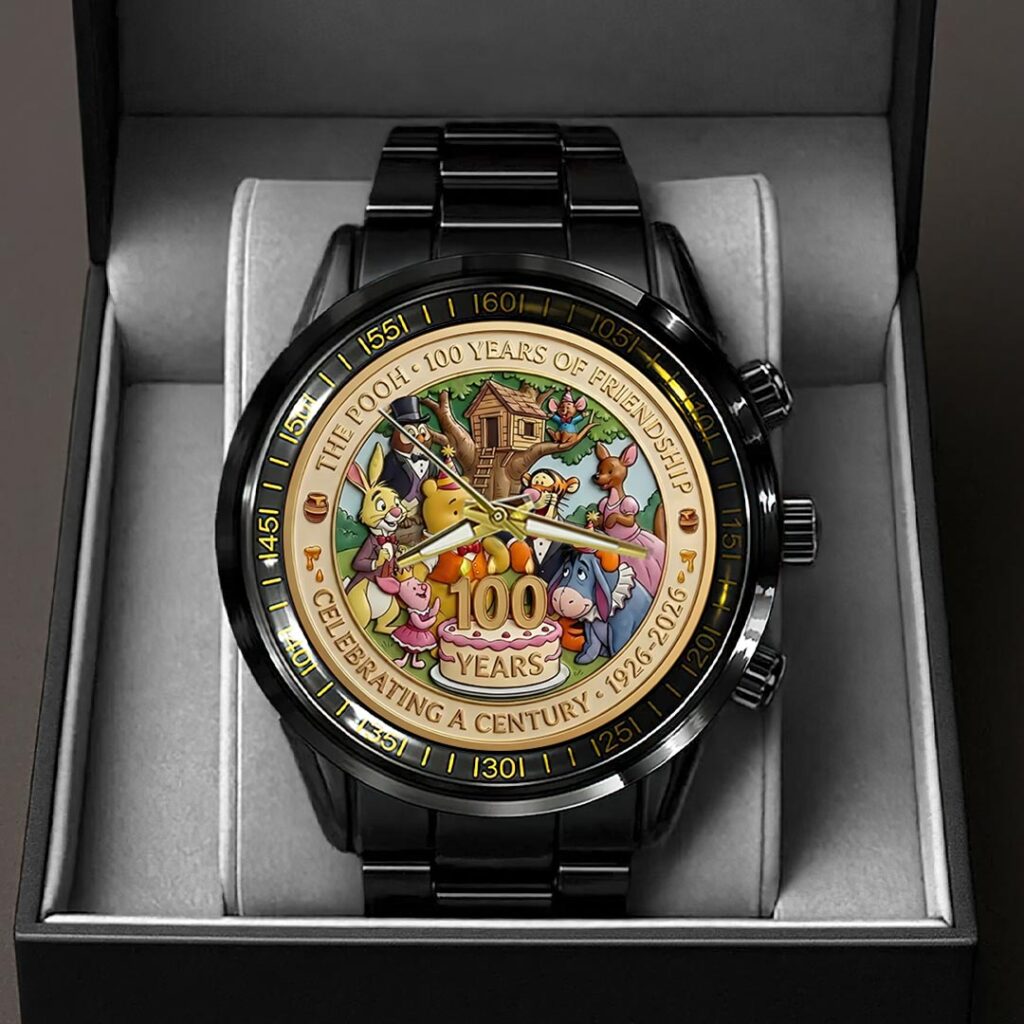 Winnie-the-Pooh 100th Anniversary Black Stainless Steel Watch - HOATT15693