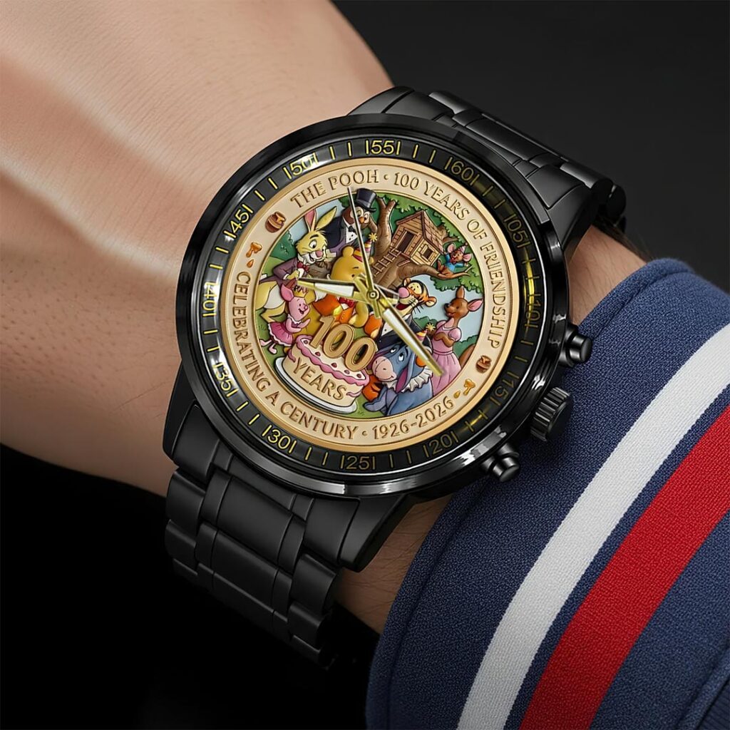 Winnie-the-Pooh 100th Anniversary Black Stainless Steel Watch - HOATT15693