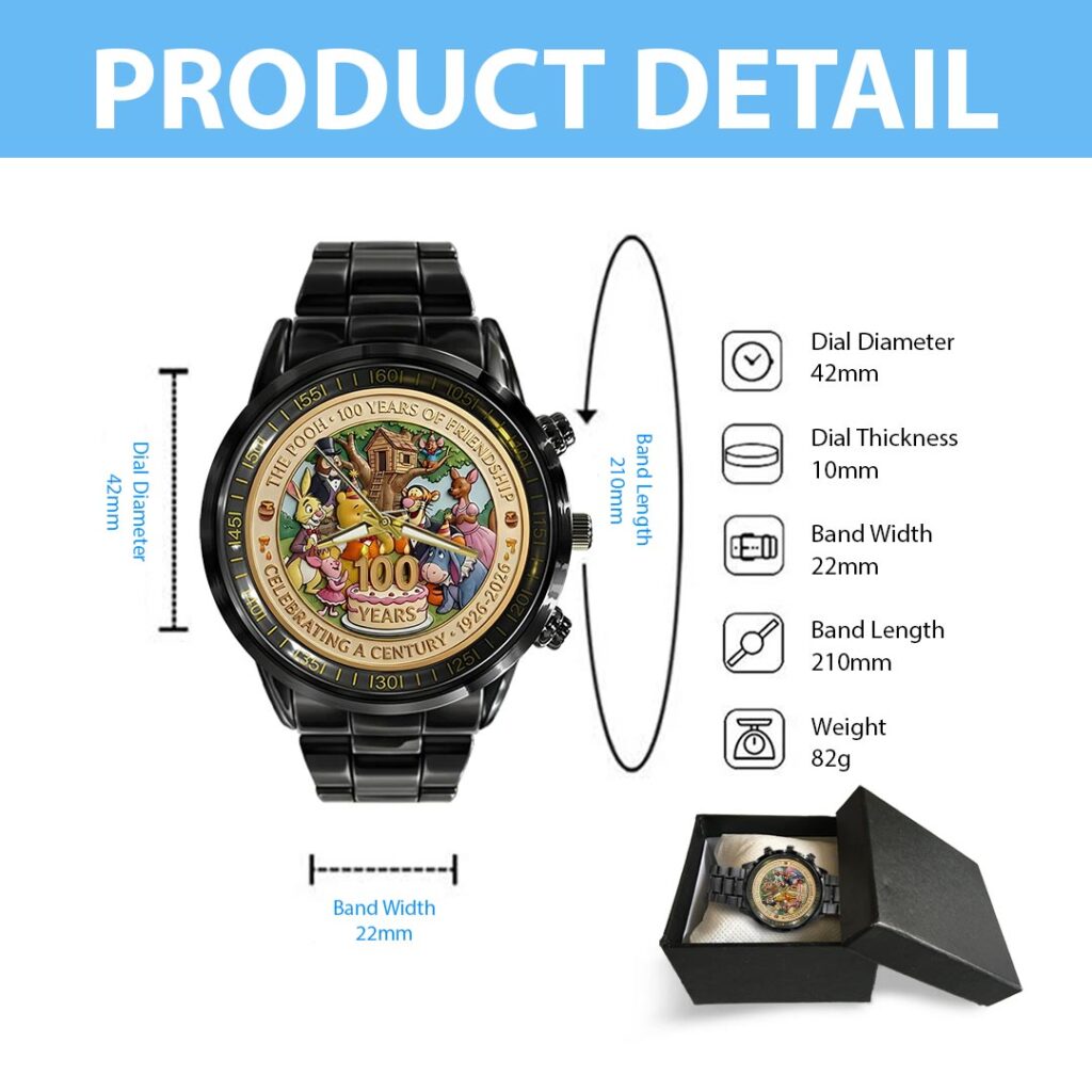 Winnie-the-Pooh 100th Anniversary Black Stainless Steel Watch - HOATT15693