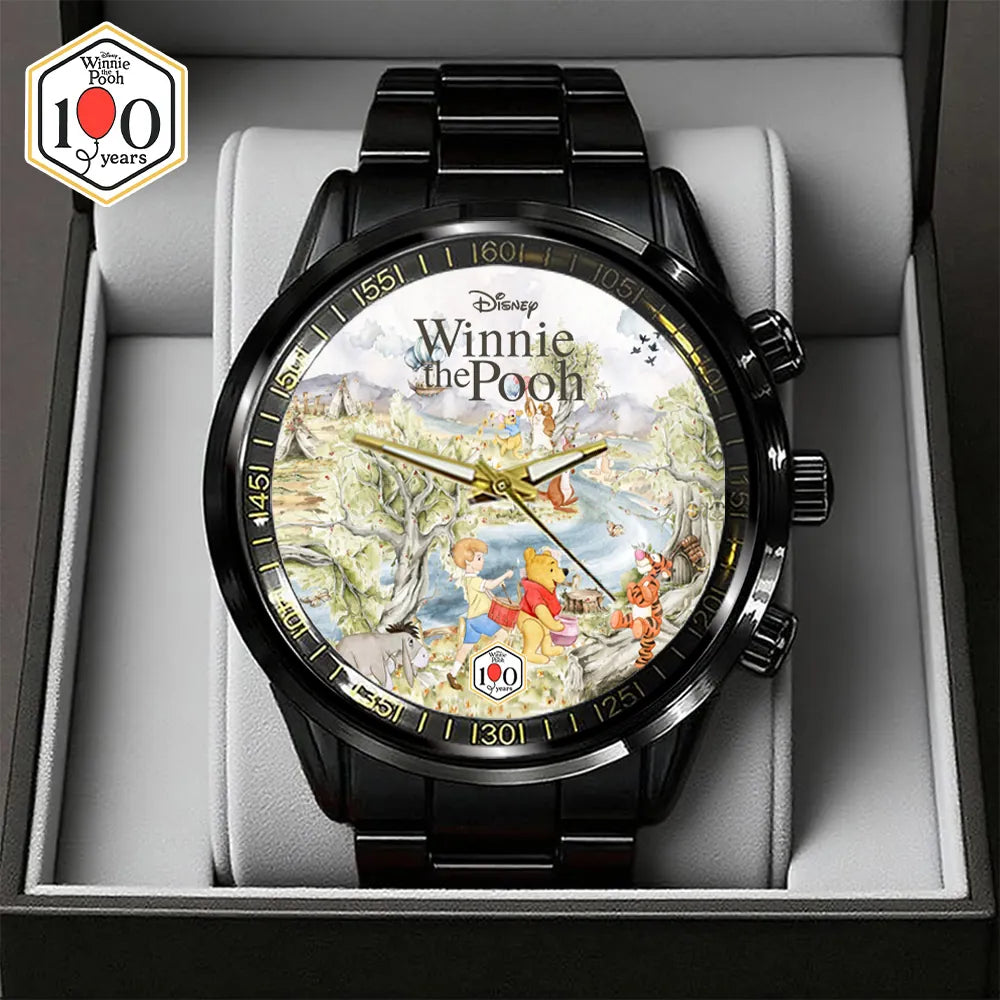Winnie-the-Pooh 100th Anniversary Black Stainless Steel Watch - GNE7841
