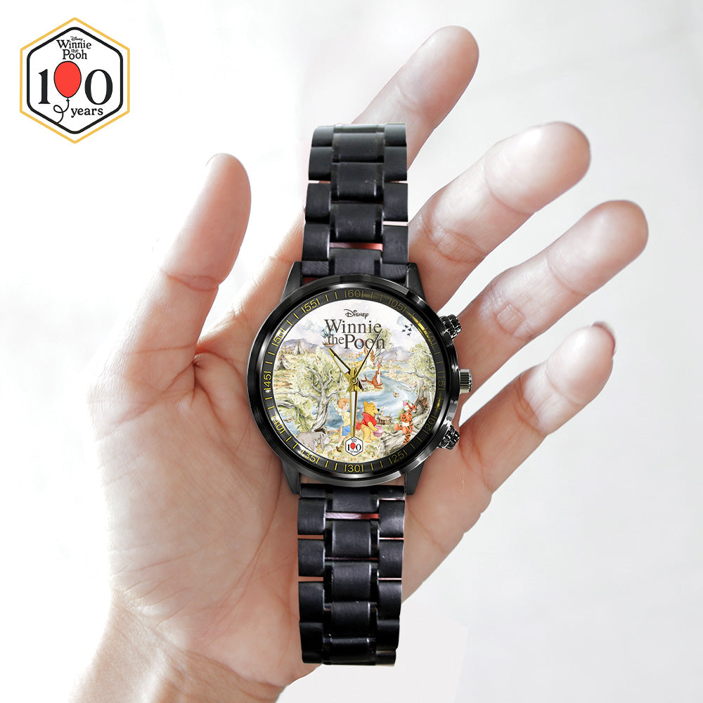 Winnie-the-Pooh 100th Anniversary Black Stainless Steel Watch - GNE7841