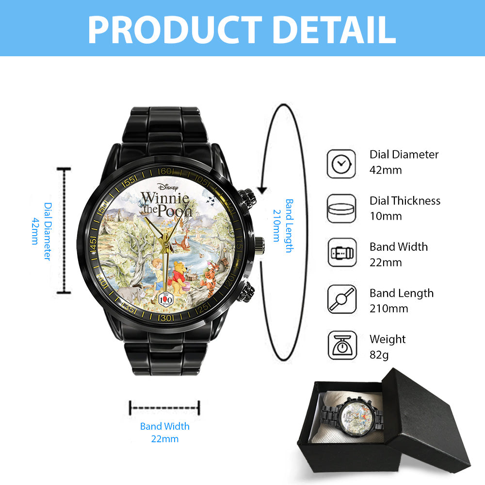 Winnie-the-Pooh 100th Anniversary Black Stainless Steel Watch - GNE7841